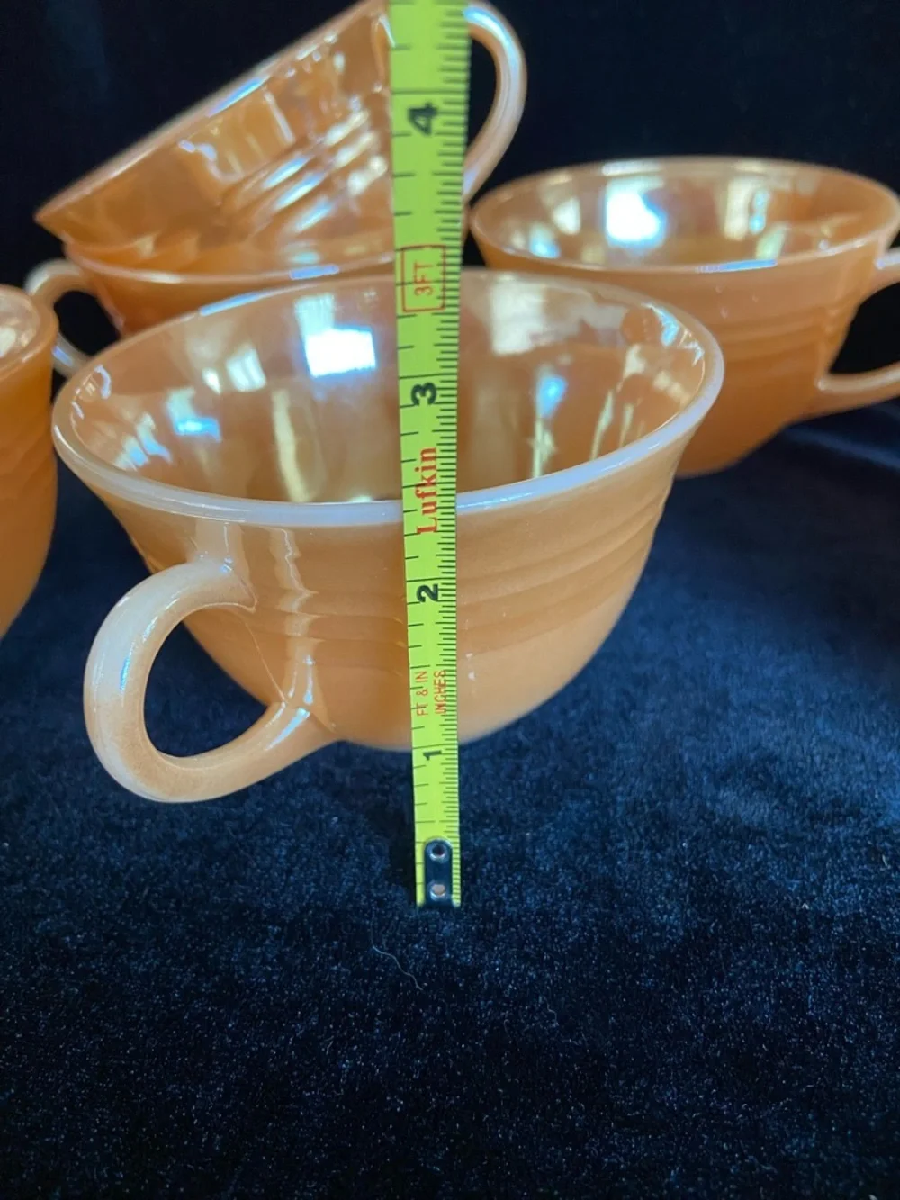 Lot of 8 FIRE KING Marigold Peach Luster Coffee Tea Cups READ